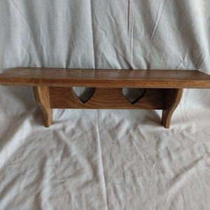 Vintage Oak Wall Shelf Wood Medium Stain 17 7/8" Wide 2 Hearts